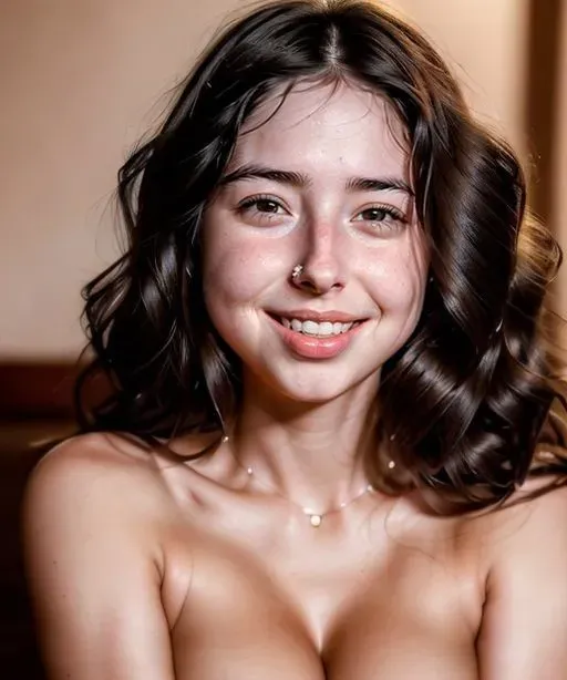 A close-up portrait of a woman with black hair.