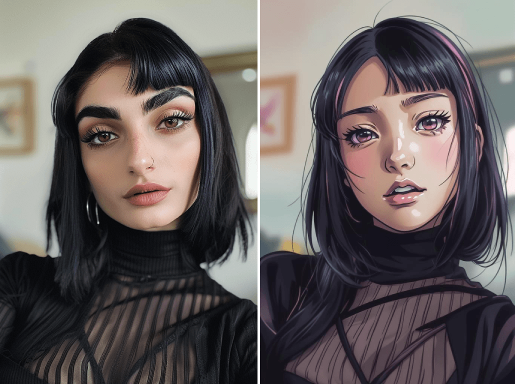 ANime girl in black outfit, goth girl