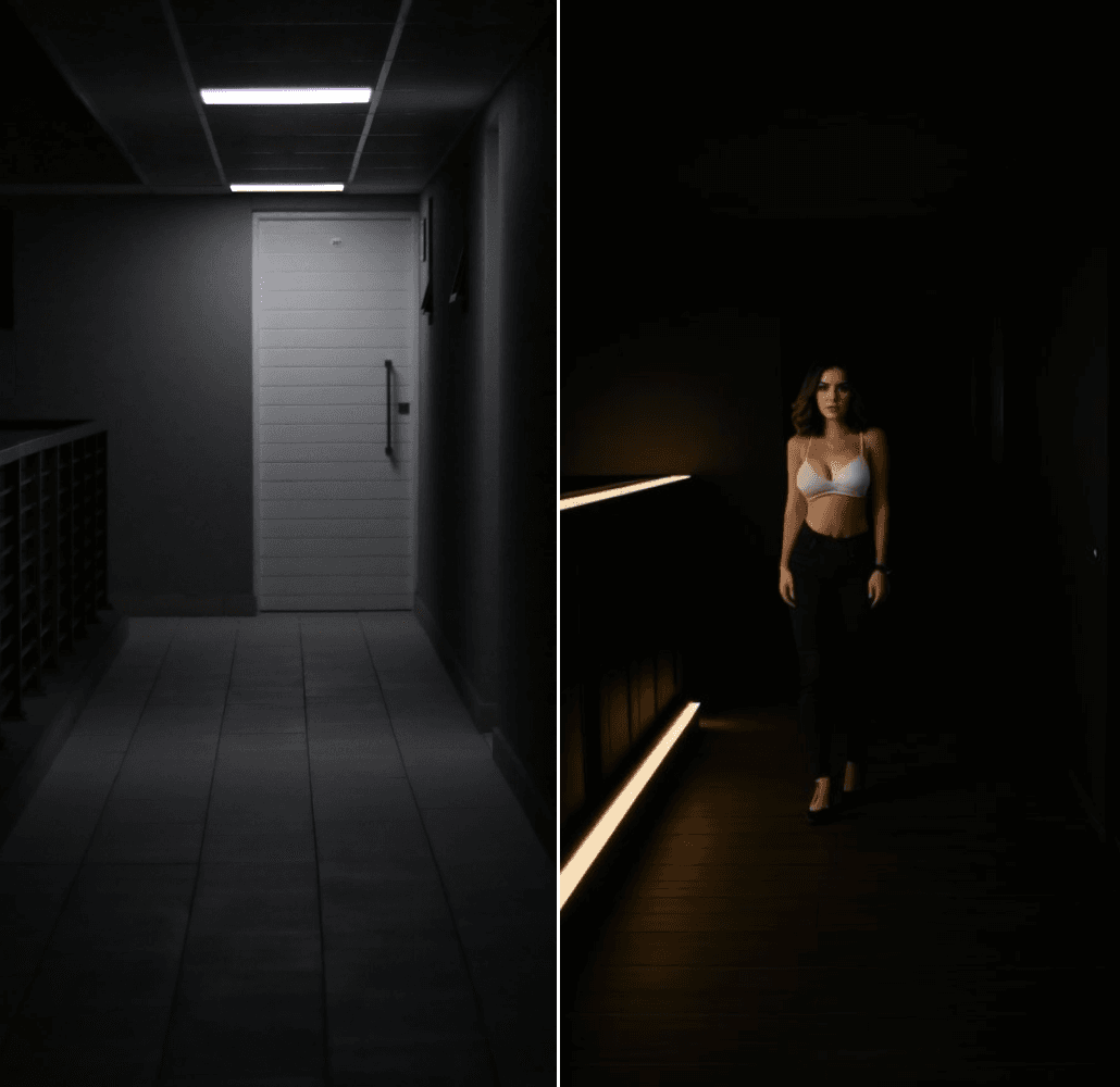 Dark hallway, scary