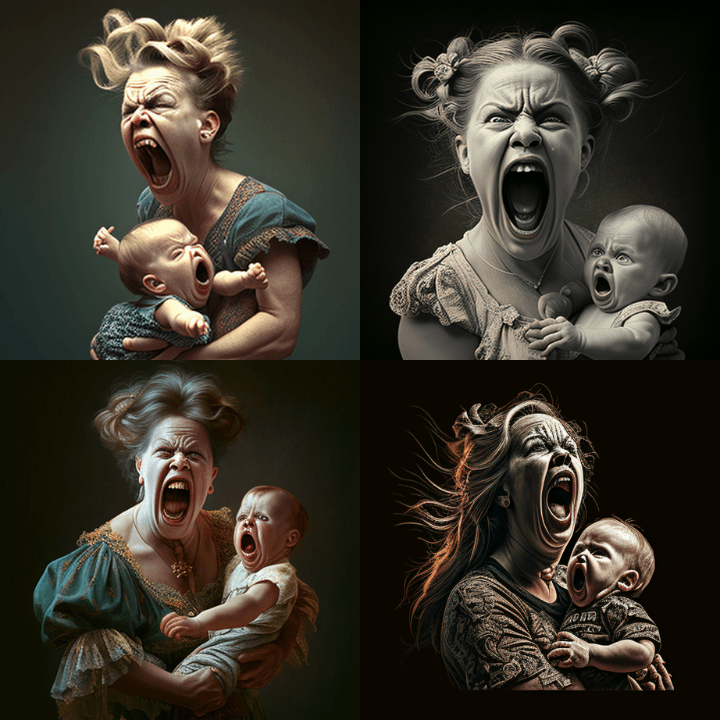 Screaming lady ai, funny ai image