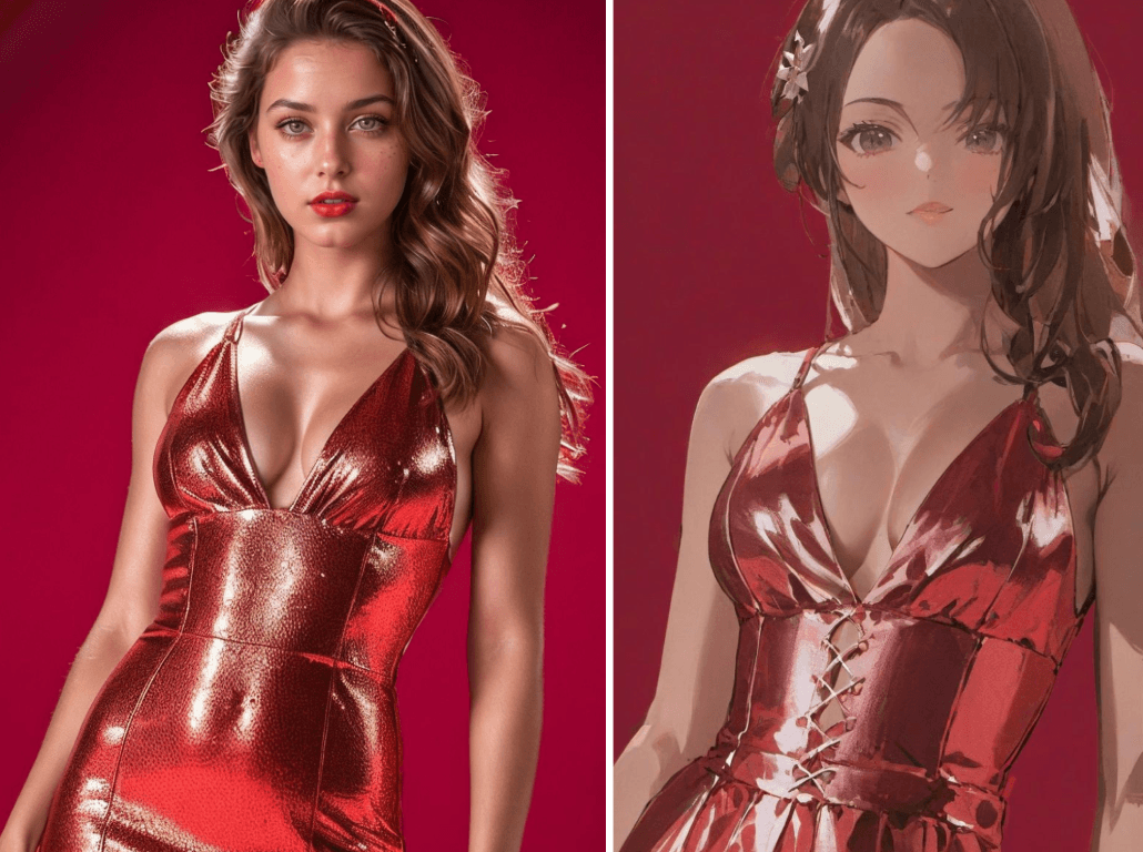 Anime girl in red dress