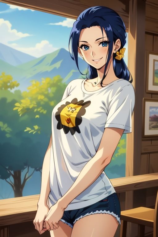 anime woman wearing tshirt