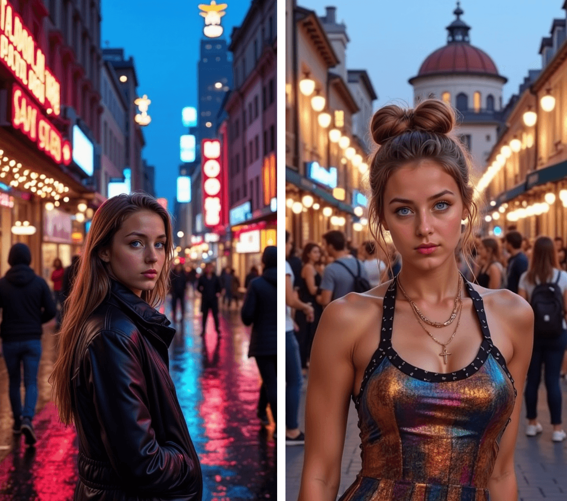 woman in crowded street